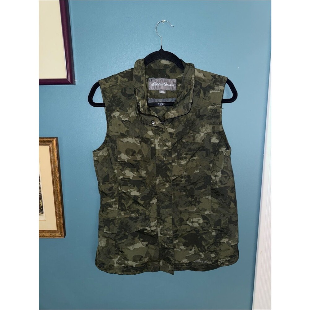 Eddie Bauer Olive Green Camouflage Quilted Vest